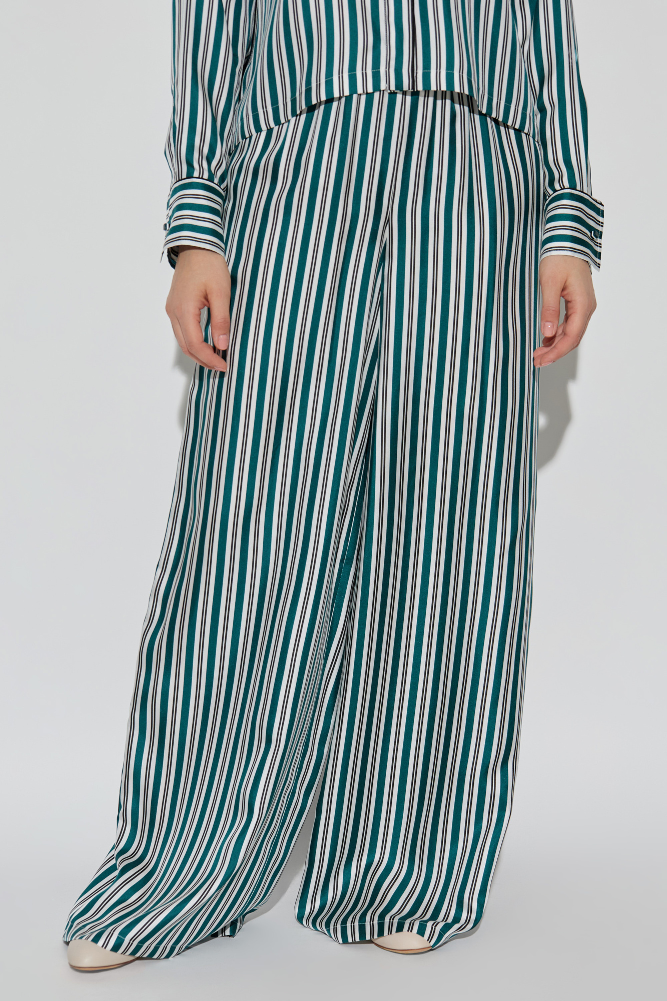 直営♪ Max Mara プリント シルク ワイドパンツ LADINO Green Silk trousers 